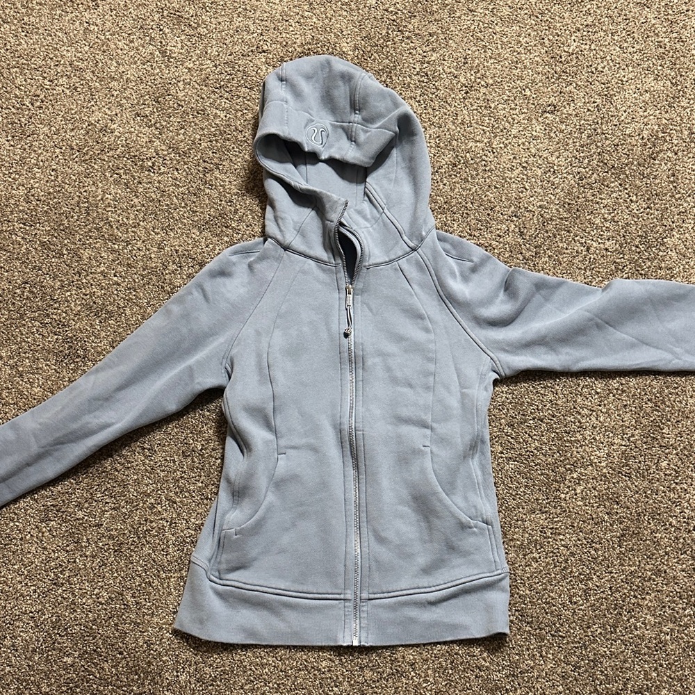 Dusty Blue LuluLemon Hooded Zip-Up Jacket